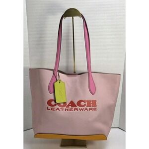 Coach‎ Kia Tote Pink & Orange Colorblock Pebbled Leather D2247-CA097